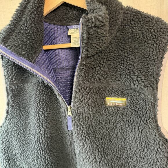 L.L.Bean Sherpa Fleece Vest Men’s M Black Cozy Outdoor Core Layer - Picture 8 of 14